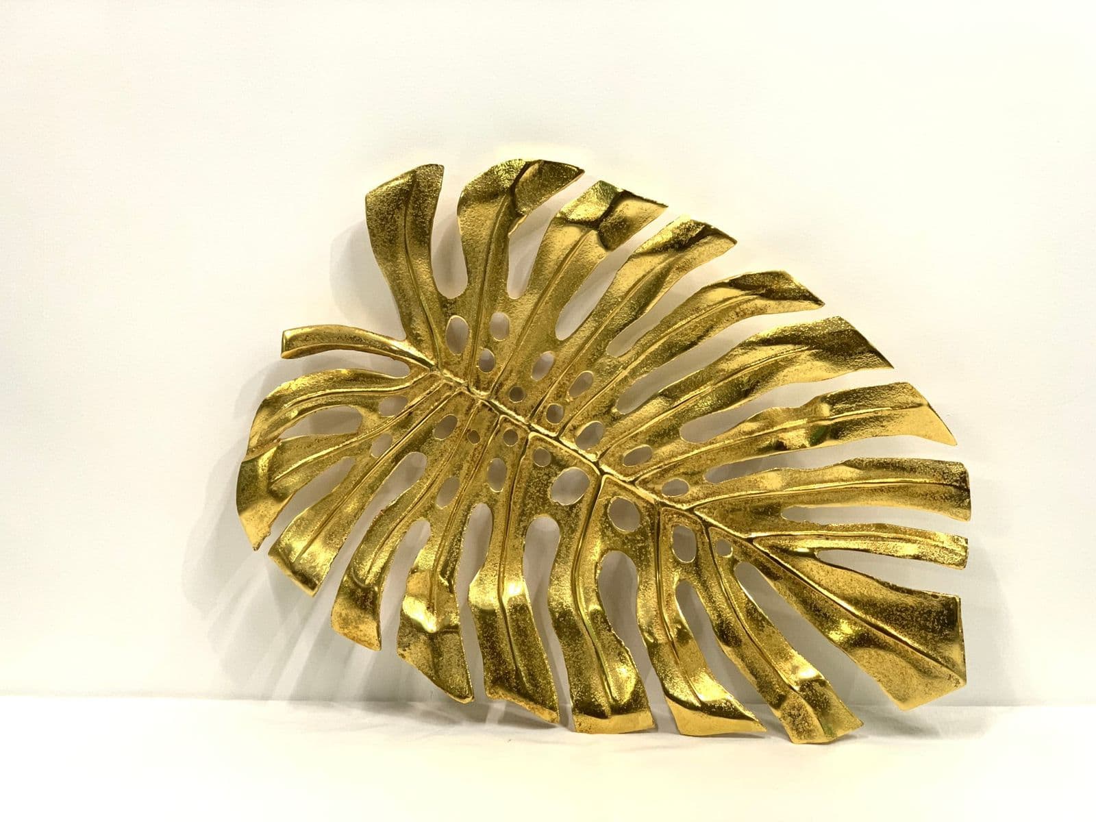 Handcrafted Golden Monstera Relief